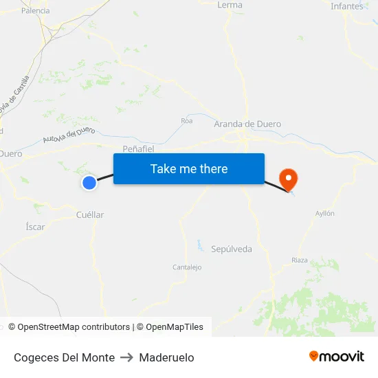 Cogeces Del Monte to Maderuelo map