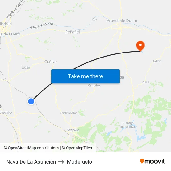 Nava De La Asunción to Maderuelo map