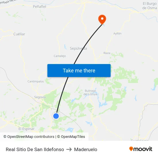 Real Sitio De San Ildefonso to Maderuelo map