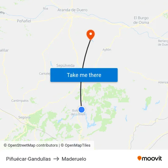 Piñuécar-Gandullas to Maderuelo map