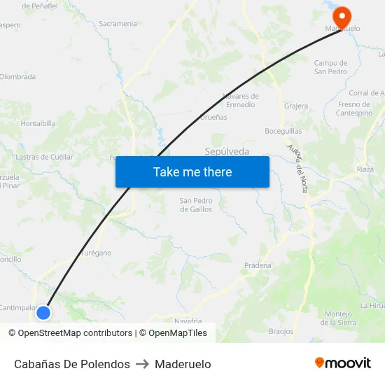 Cabañas De Polendos to Maderuelo map