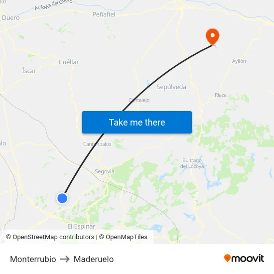 Monterrubio to Maderuelo map