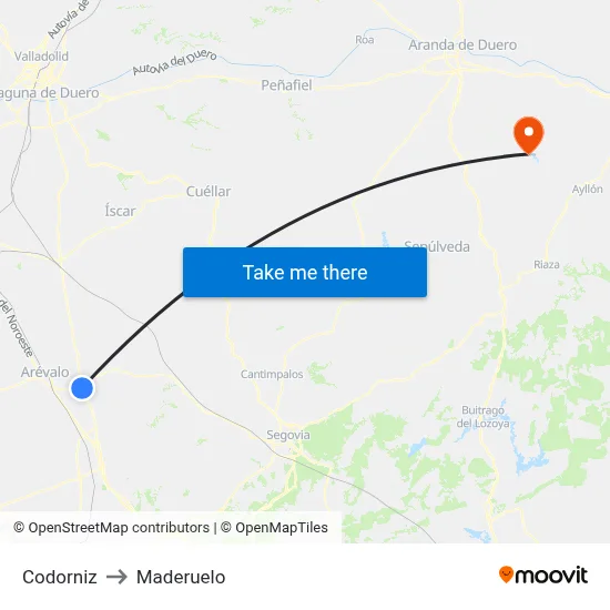 Codorniz to Maderuelo map