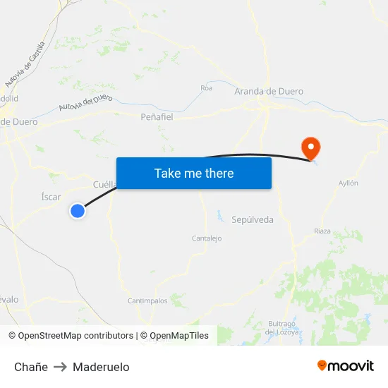 Chañe to Maderuelo map