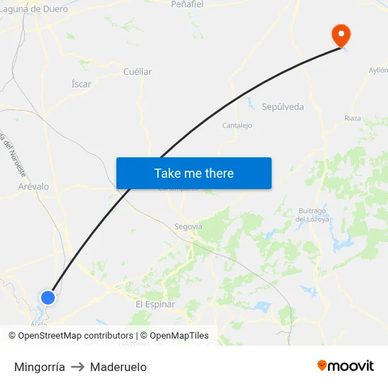 Mingorría to Maderuelo map
