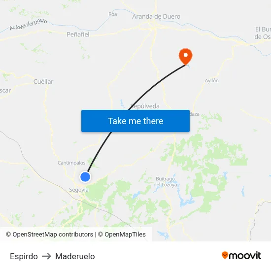 Espirdo to Maderuelo map