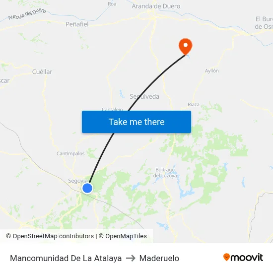 Mancomunidad De La Atalaya to Maderuelo map