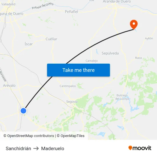 Sanchidrián to Maderuelo map