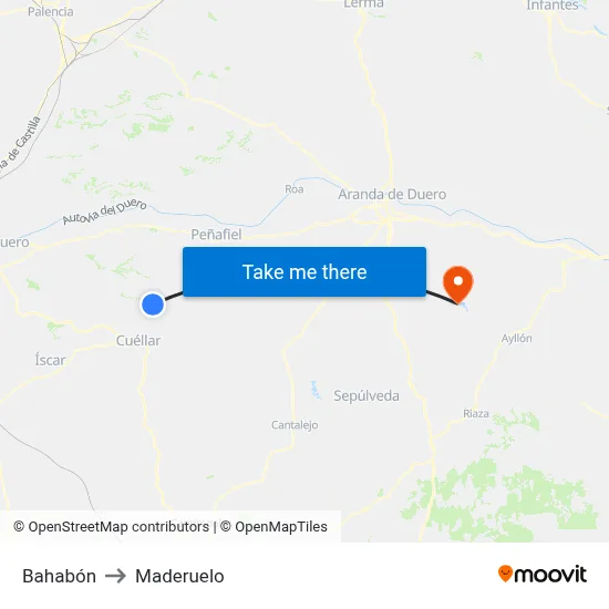Bahabón to Maderuelo map