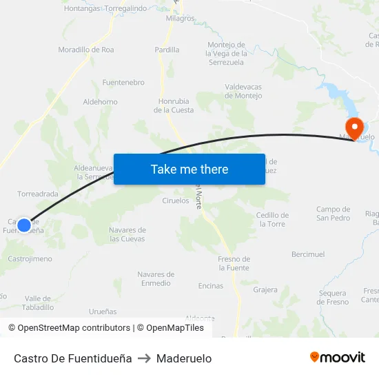 Castro De Fuentidueña to Maderuelo map