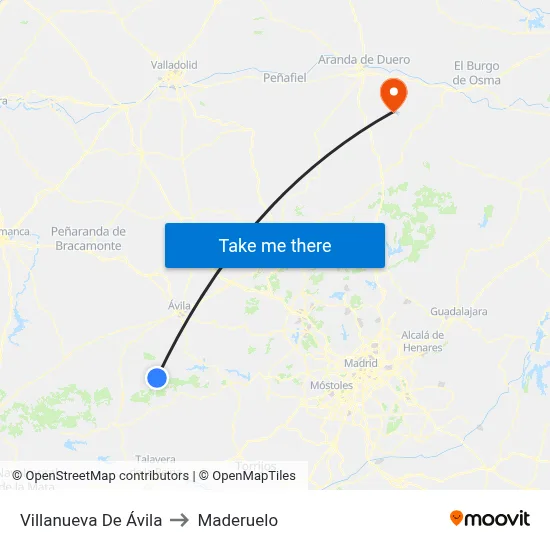 Villanueva De Ávila to Maderuelo map