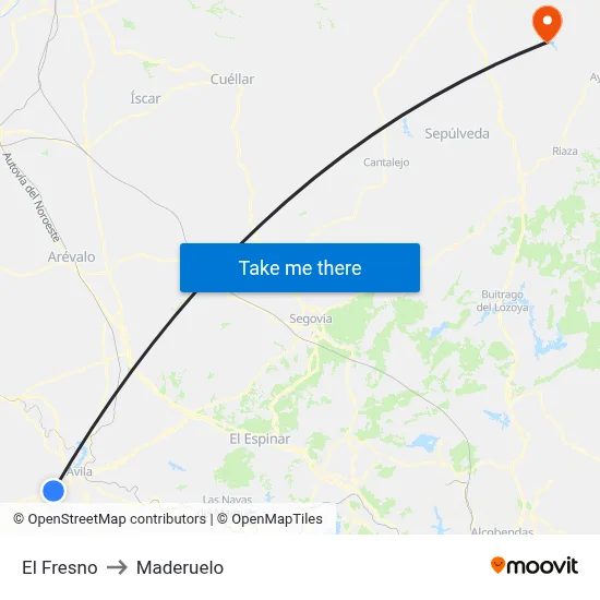 El Fresno to Maderuelo map