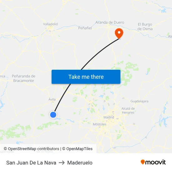 San Juan De La Nava to Maderuelo map