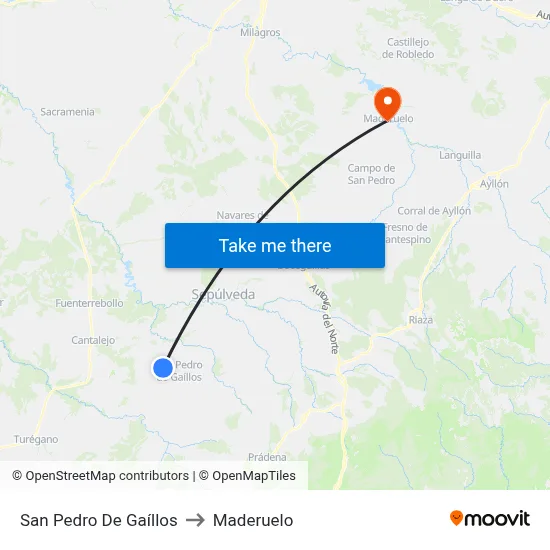 San Pedro De Gaíllos to Maderuelo map