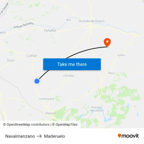 Navalmanzano to Maderuelo map