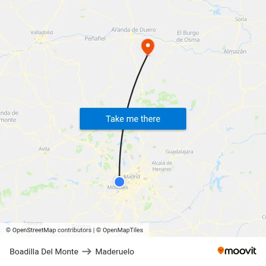Boadilla Del Monte to Maderuelo map