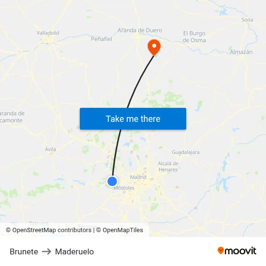 Brunete to Maderuelo map