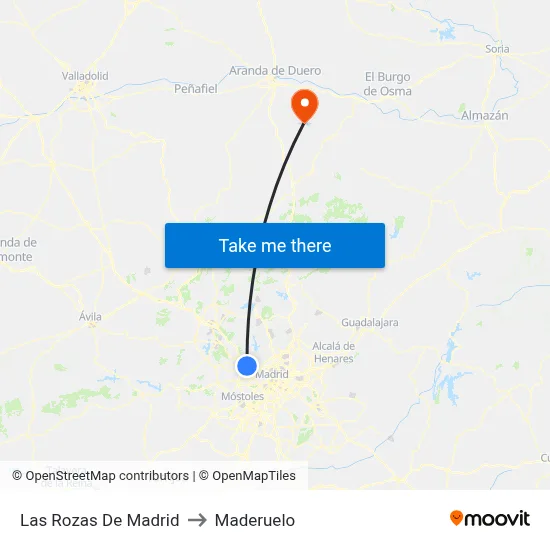Las Rozas De Madrid to Maderuelo map