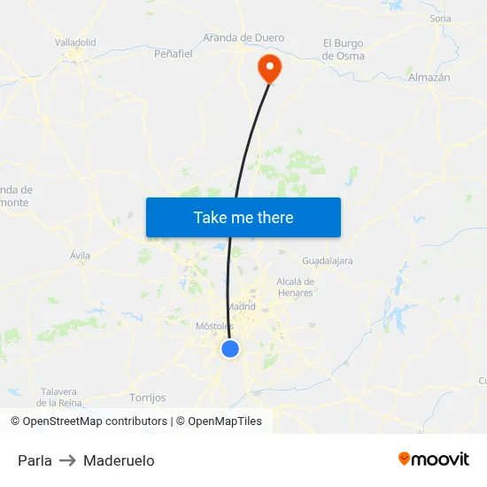 Parla to Maderuelo map