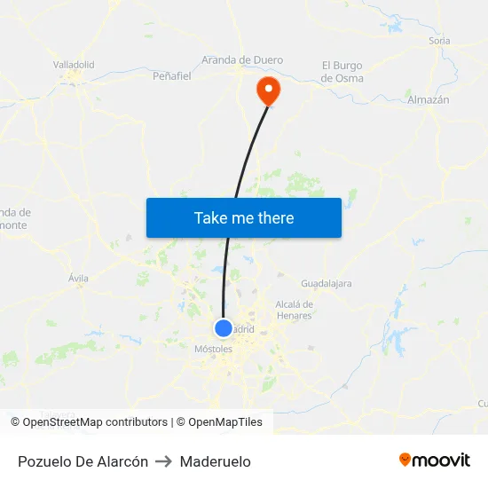 Pozuelo De Alarcón to Maderuelo map