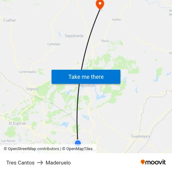 Tres Cantos to Maderuelo map