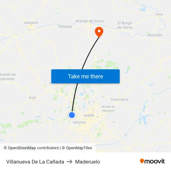 Villanueva De La Cañada to Maderuelo map