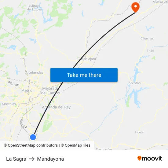 La Sagra to Mandayona map