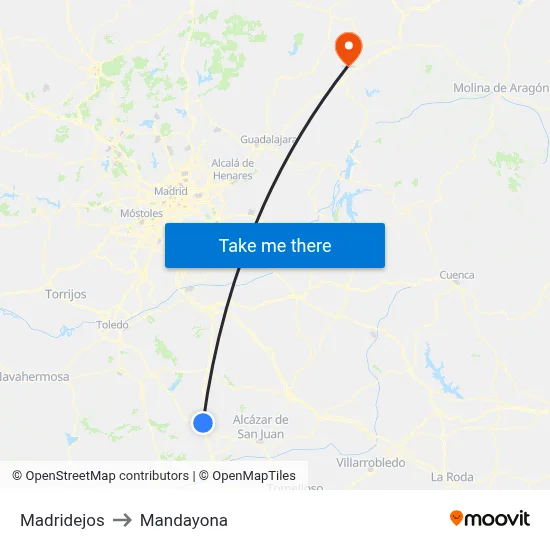 Madridejos to Mandayona map