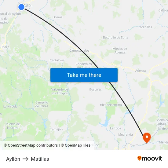 Ayllón to Matillas map