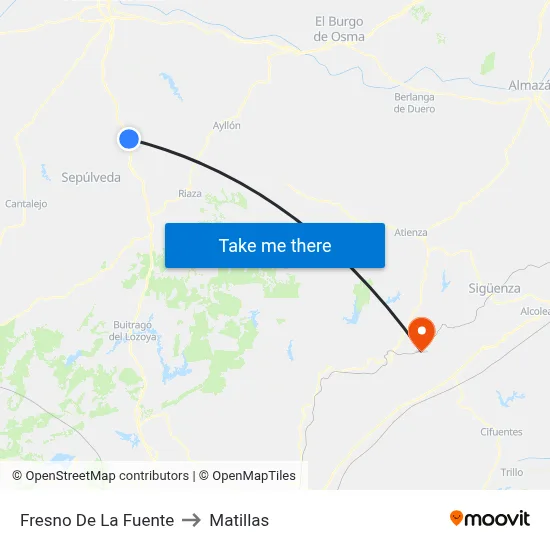 Fresno De La Fuente to Matillas map