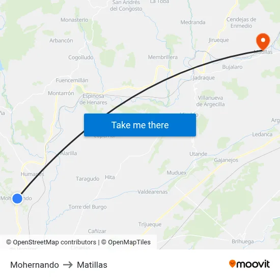 Mohernando to Matillas map