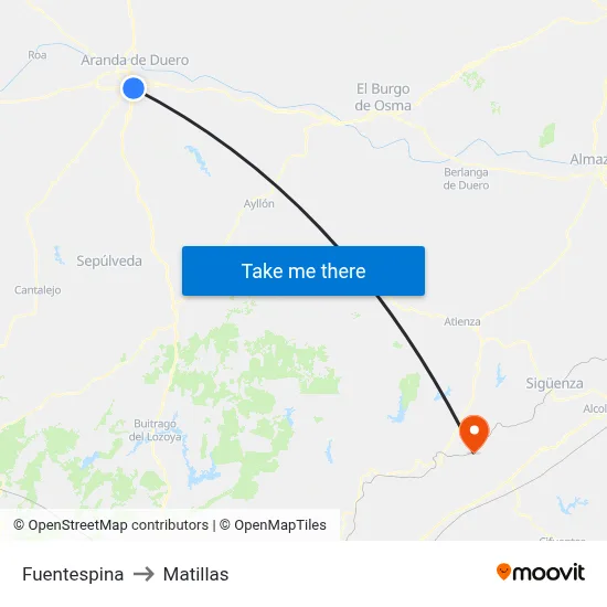 Fuentespina to Matillas map