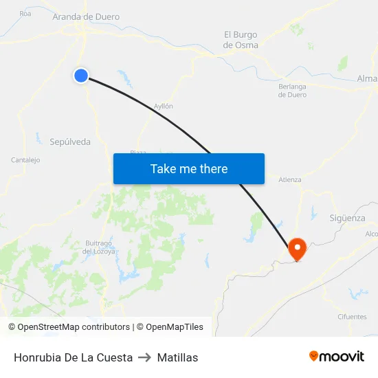 Honrubia De La Cuesta to Matillas map