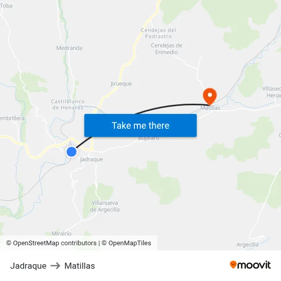 Jadraque to Matillas map