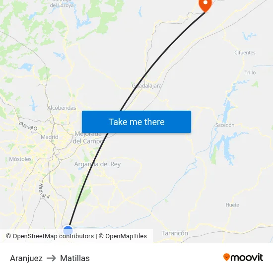 Aranjuez to Matillas map