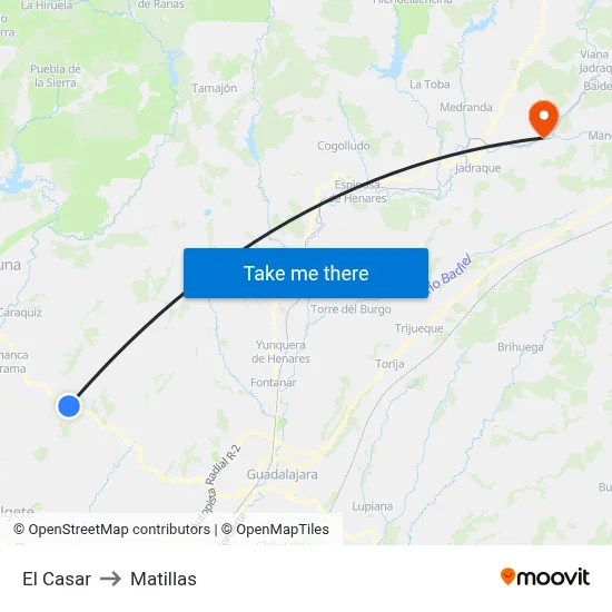 El Casar to Matillas map