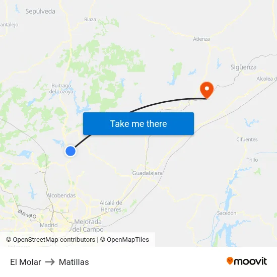 El Molar to Matillas map