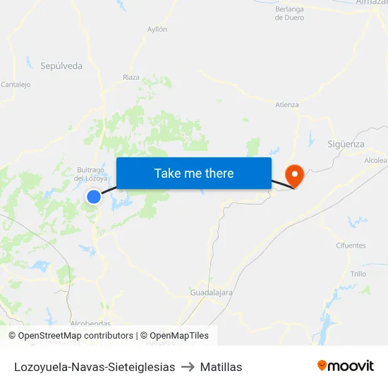 Lozoyuela-Navas-Sieteiglesias to Matillas map