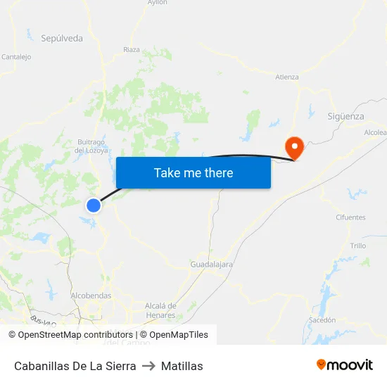 Cabanillas De La Sierra to Matillas map