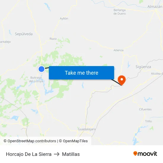 Horcajo De La Sierra to Matillas map