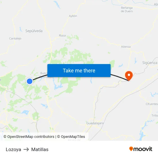 Lozoya to Matillas map