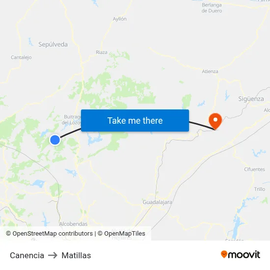 Canencia to Matillas map