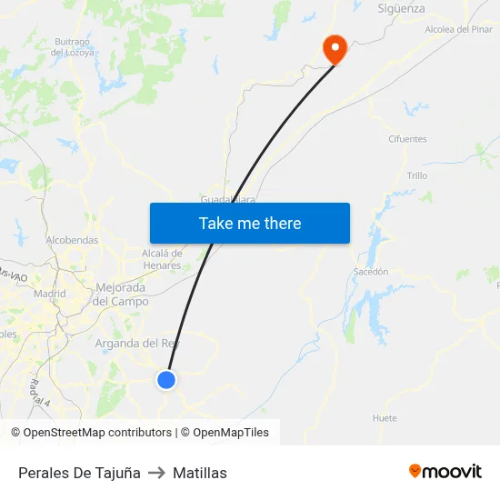 Perales De Tajuña to Matillas map