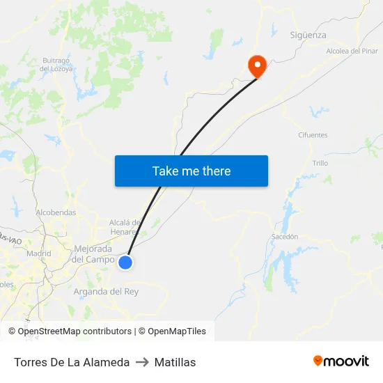 Torres De La Alameda to Matillas map