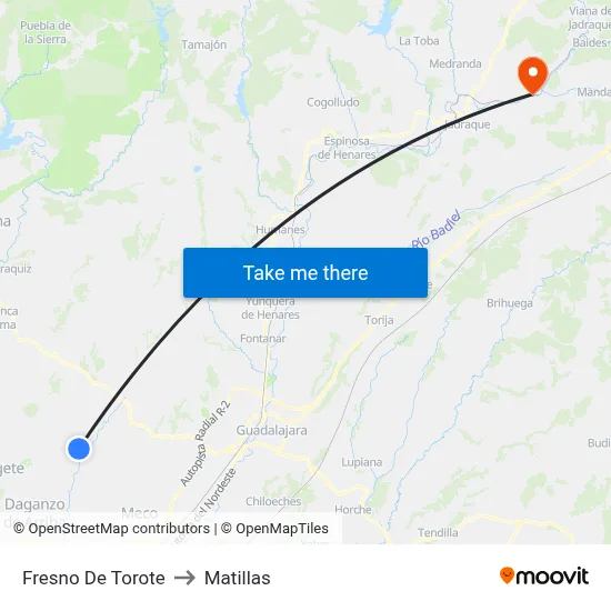 Fresno De Torote to Matillas map