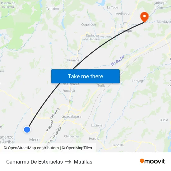 Camarma De Esteruelas to Matillas map