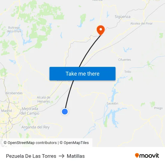 Pezuela De Las Torres to Matillas map