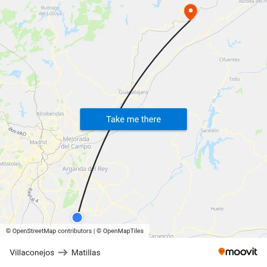 Villaconejos to Matillas map