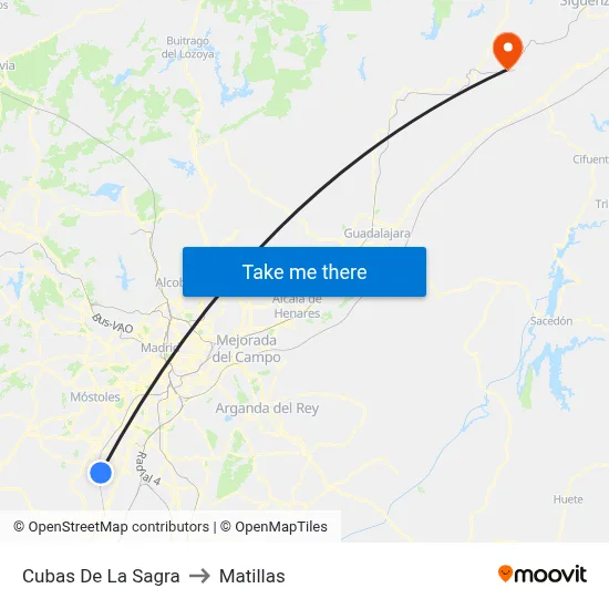 Cubas De La Sagra to Matillas map