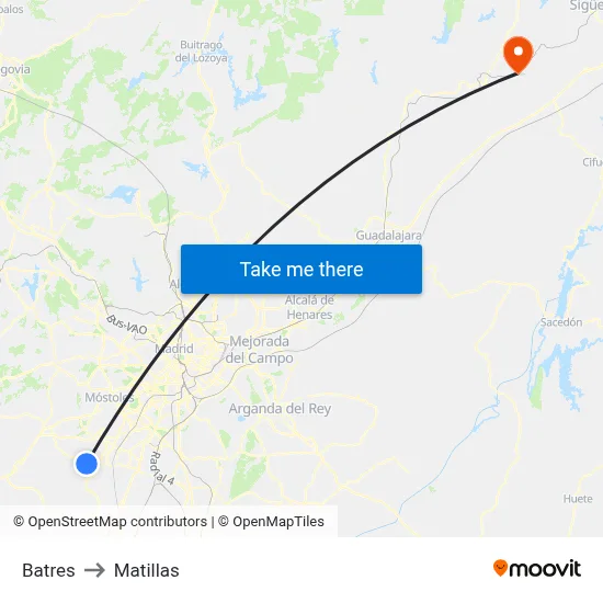 Batres to Matillas map